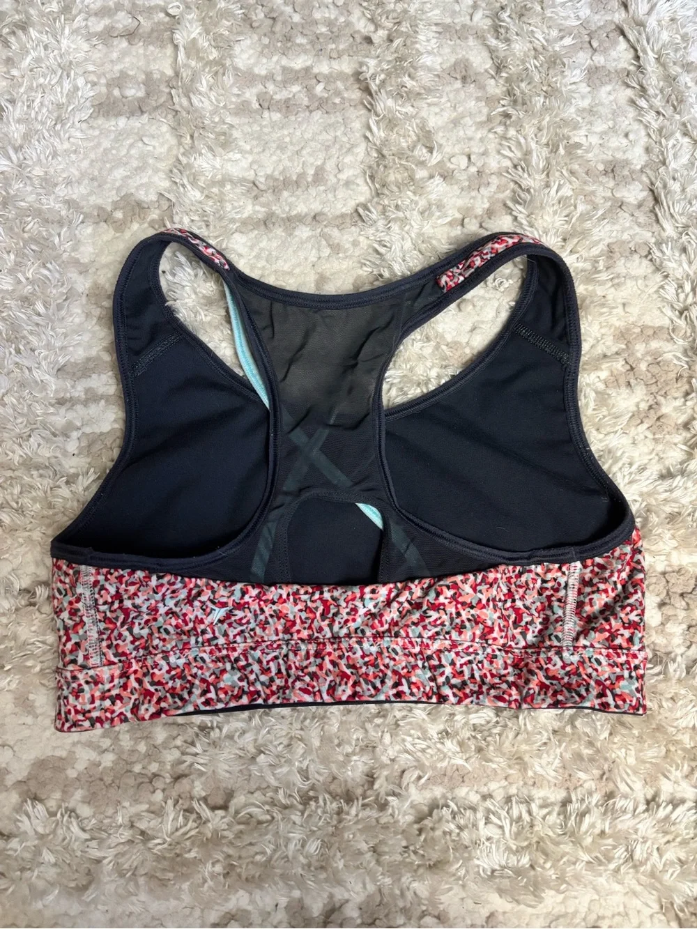 Old Navy Sport Bra Size S Pink Multi Wireless Unlined Racerback Pullover Sheer